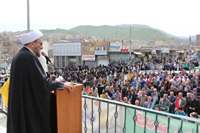 سخنرانی مدیرکل تبلیغات اسلامی استان اردبیل در مراسم راهپیمایی روز قدس گرمی