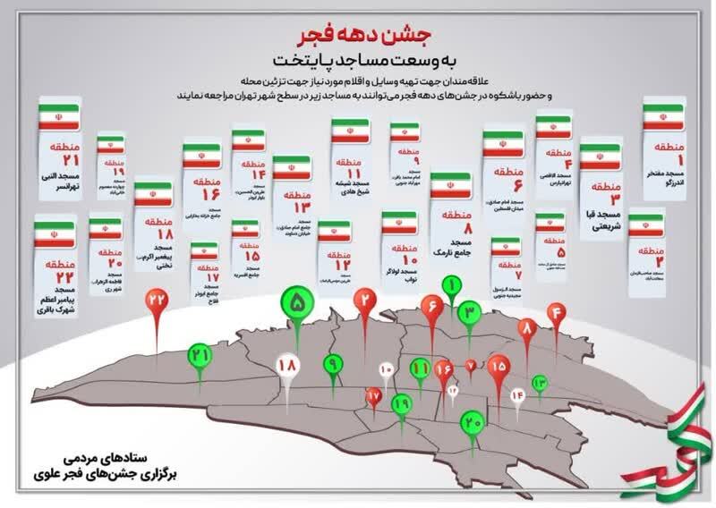 مراکز توزیع اقلام فرهنگی «فجر علوی» در تهران مشخص شد