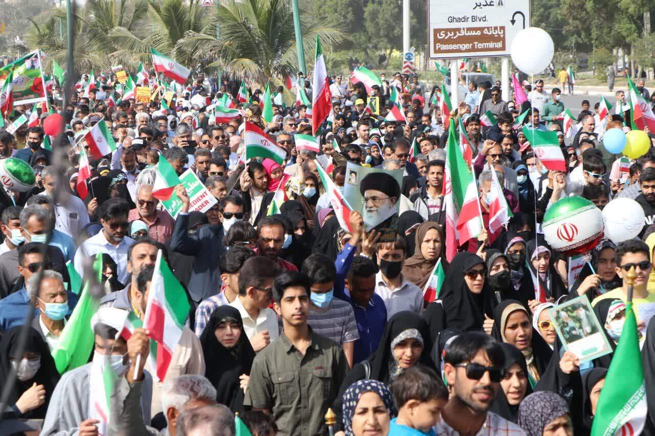 طنین مرگ بر آمریکا در جوار خلیج فارس/ حماسه بندرعباسی‌ها در راهپیمایی۲۲ بهمن// رد شده