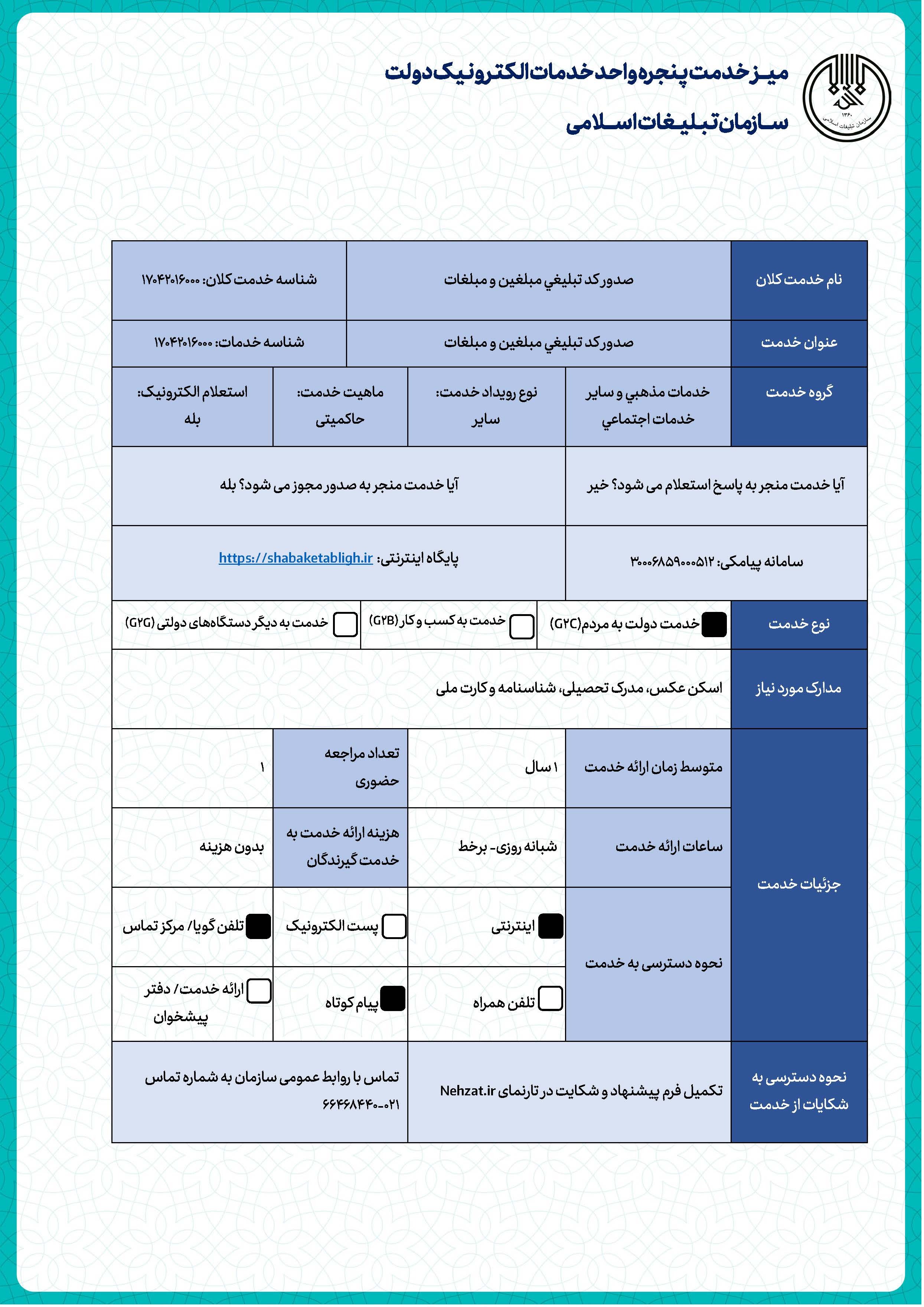 صدور کد تبلیغی مبلغین و مبلغات