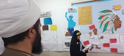 افتتاح نمایشگاه مدرسه انقلاب در دبیرستان دخترانه علوم و معارف اسلامی صدرای بیرجند