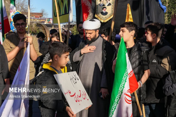 مراسم باشکوه تشییع شهدای گیلانی جنگ آمریکایی‌ـصهیونیستی و سوگواری شهادت امام خامنه‌ای